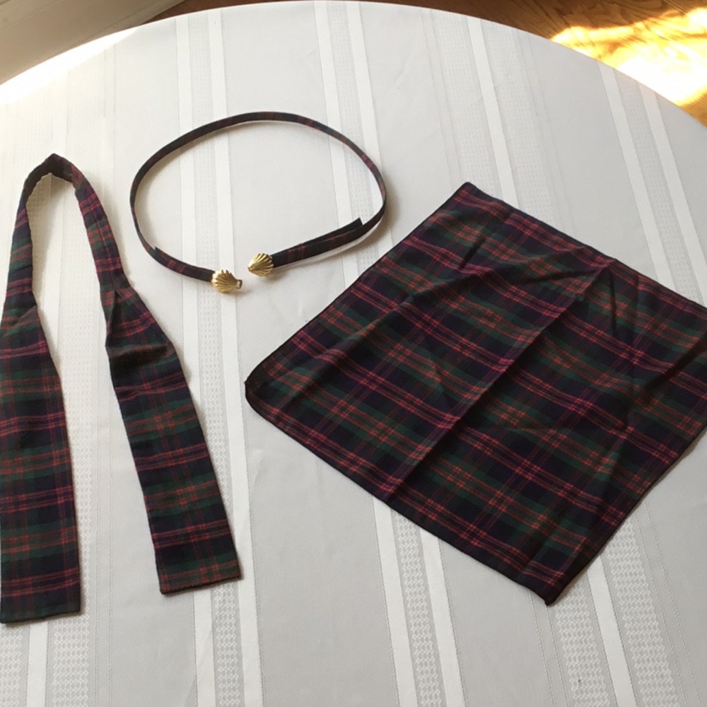 Women’s plaid tie,belt,hanky set - GUC